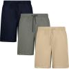 image:imageBIG ELEPHANT Boys Athletic Shorts 3 Pack Cotton Gym Shorts with Pockets Elastic Waist Drawstring for School Sports and PlayNavy BlueDeep Lichen Green Khaki