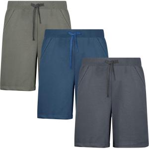 image:imageBIG ELEPHANT Boys Athletic Shorts 3 Pack Cotton Gym Shorts with Pockets Elastic Waist Drawstring for School Sports and PlayDark GrayDark BlueDeep Lichen Green