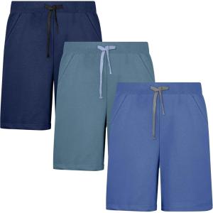 image:imageBIG ELEPHANT Boys Athletic Shorts 3 Pack Cotton Gym Shorts with Pockets Elastic Waist Drawstring for School Sports and PlayRoyal BlueAqua BlueSky Blue