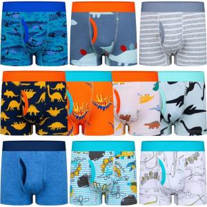 image:imageBIG ELEPHANT Boys Boxer Briefs 10Pack 100 Cotton Toddler Underwear Dinosaur and Car Print Soft Breathable UnderpantsOrange Dinosaur