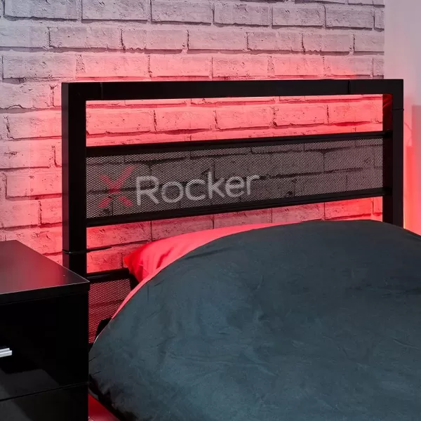 X Rocker Basecamp Gaming Bed, Rotating TV Mount with Vented Console Storage, Metal Mesh Frame, 2111101, 80.63" x 41.3" x 42.8", Twin Size, Black