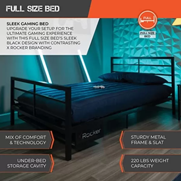 X Rocker Basecamp Gaming Bed, Rotating TV Mount with Vented Console Storage, Metal Mesh Frame, 2111101, 80.63" x 41.3" x 42.8", Twin Size, Black