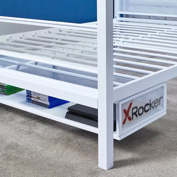 X Rocker Basecamp Gaming Bed, Rotating TV Mount with Vented Console Storage, Metal Mesh Frame, 2111101, 80.63" x 41.3" x 42.8", Twin Size, Black