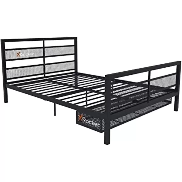 X Rocker Basecamp Gaming Bed, Rotating TV Mount with Vented Console Storage, Metal Mesh Frame, 2111101, 80.63" x 41.3" x 42.8", Twin Size, Black