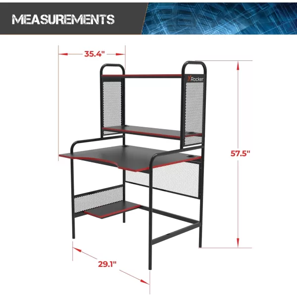 X Rocker Icarus Gaming Desk, with 2 Cable Management Port Holes, Shelf, Steel Frame, 0724401, 35.4" x 29.1" x 57.5", Black