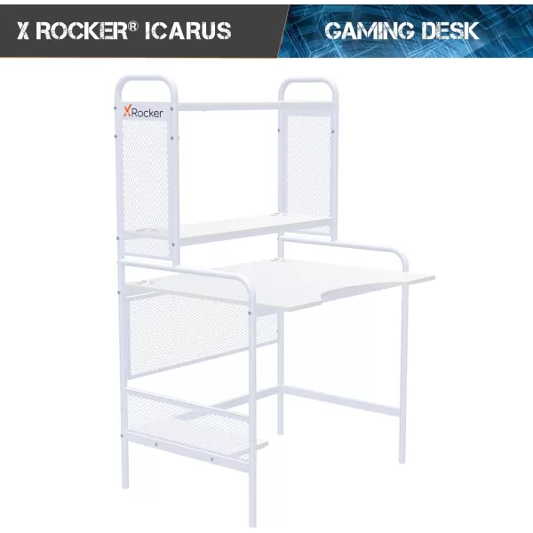 X Rocker Icarus Gaming Desk, with 2 Cable Management Port Holes, Shelf, Steel Frame, 0724401, 35.4" x 29.1" x 57.5", Black