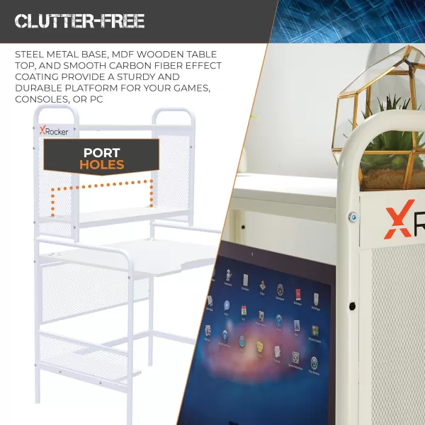 X Rocker Icarus Gaming Desk, with 2 Cable Management Port Holes, Shelf, Steel Frame, 0724401, 35.4" x 29.1" x 57.5", Black