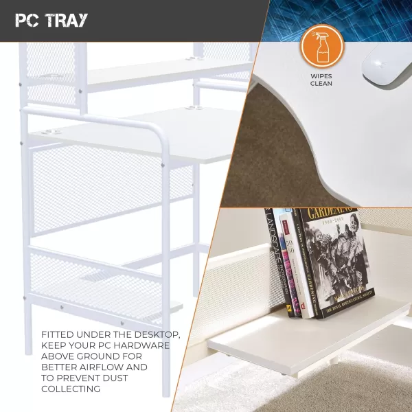 X Rocker Icarus Gaming Desk, with 2 Cable Management Port Holes, Shelf, Steel Frame, 0724401, 35.4" x 29.1" x 57.5", Black