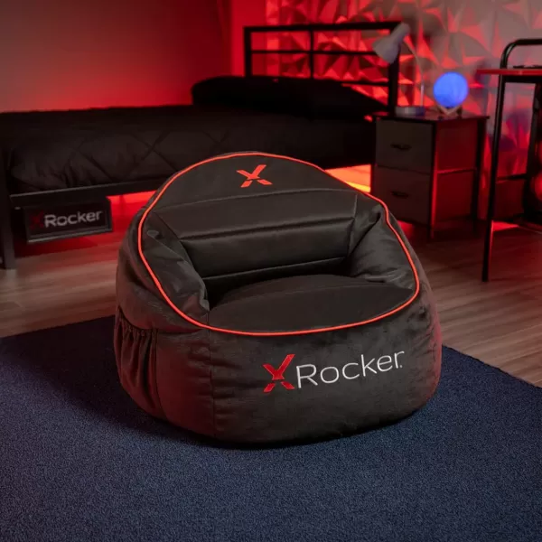 X Rocker Nimbus Gaming Bean Bag Chair, with Sizeable Side Pouch, Lightweight Foam Bead Filling, 9501101, 29" x 29" x 21", Black and Red