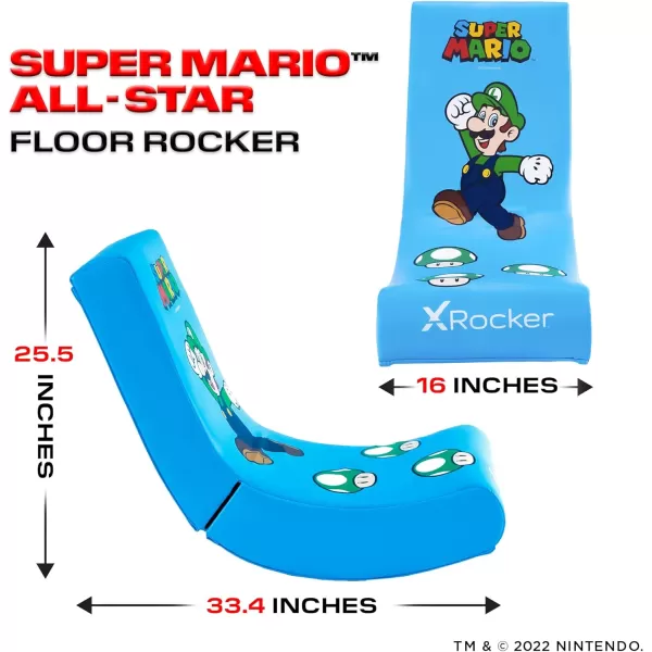 X Rocker Official Super Mario Video Gaming Floor Chair, All-Star Edition Nintendo Collectible, Faux Leather, Foldable, Youth