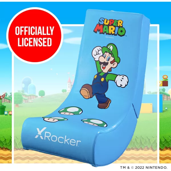 X Rocker Official Super Mario Video Gaming Floor Chair, All-Star Edition Nintendo Collectible, Faux Leather, Foldable, Youth
