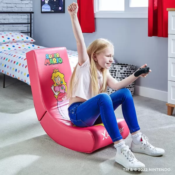 X Rocker Official Super Mario Video Gaming Floor Chair, All-Star Edition Nintendo Collectible, Faux Leather, Foldable, Youth