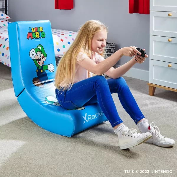 X Rocker Official Super Mario Video Gaming Floor Chair, All-Star Edition Nintendo Collectible, Faux Leather, Foldable, Youth