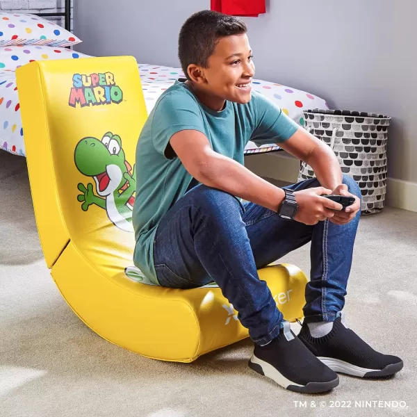X Rocker Official Super Mario Video Gaming Floor Chair, All-Star Edition Nintendo Collectible, Faux Leather, Foldable, Youth