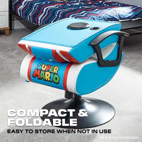 X Rocker Official Super Mario Video Gaming Floor Chair, All-Star Edition Nintendo Collectible, Faux Leather, Foldable, Youth