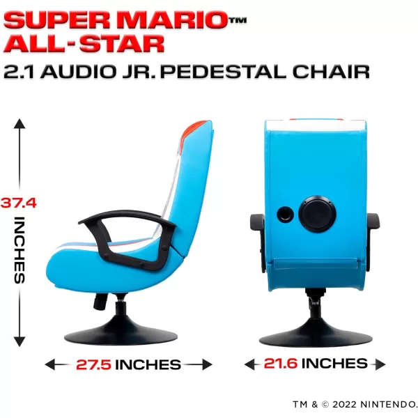 X Rocker Official Super Mario Video Gaming Floor Chair, All-Star Edition Nintendo Collectible, Faux Leather, Foldable, Youth