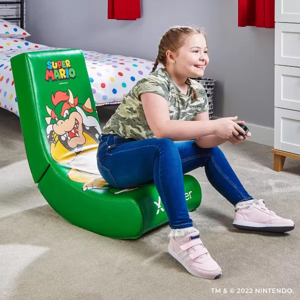 X Rocker Official Super Mario Video Gaming Floor Chair, All-Star Edition Nintendo Collectible, Faux Leather, Foldable, Youth
