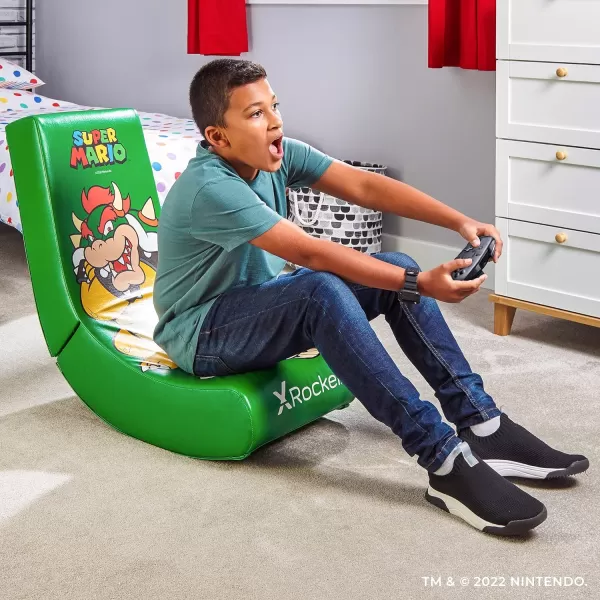 X Rocker Official Super Mario Video Gaming Floor Chair, All-Star Edition Nintendo Collectible, Faux Leather, Foldable, Youth