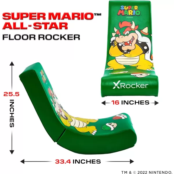 X Rocker Official Super Mario Video Gaming Floor Chair, All-Star Edition Nintendo Collectible, Faux Leather, Foldable, Youth