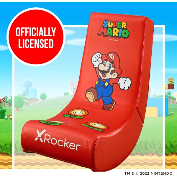 X Rocker Official Super Mario Video Gaming Floor Chair, All-Star Edition Nintendo Collectible, Faux Leather, Foldable, Youth