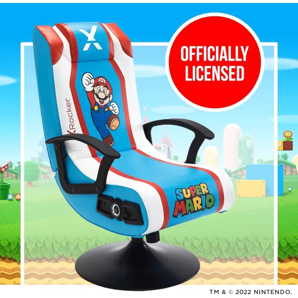 X Rocker Official Super Mario Video Gaming Floor Chair, All-Star Edition Nintendo Collectible, Faux Leather, Foldable, Youth