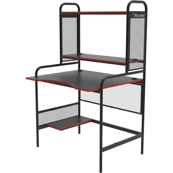 X Rocker Icarus Gaming Desk, with 2 Cable Management Port Holes, Shelf, Steel Frame, 0724401, 35.4" x 29.1" x 57.5", Black