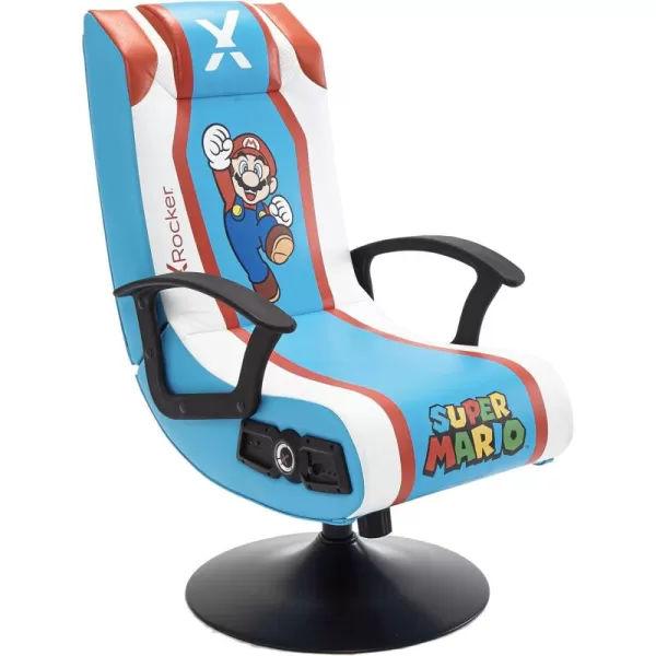 X Rocker Official Super Mario Video Gaming Floor Chair, All-Star Edition Nintendo Collectible, Faux Leather, Foldable, Youth