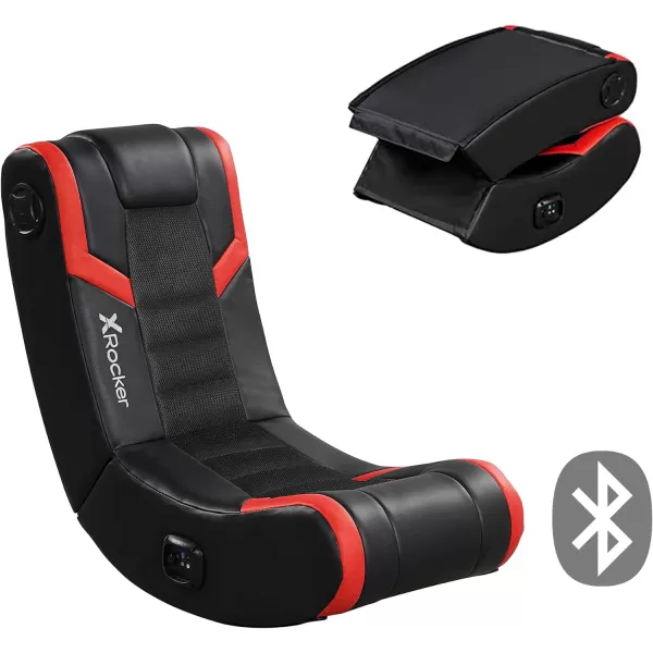 X Rocker Eclipse Video Gaming Floor Chair, Headrest Mounted Speakers, 2.0 Bluetooth, Wireless, 5111801, 31" x 28" x 17", Amazon Exclusive, Black and Red