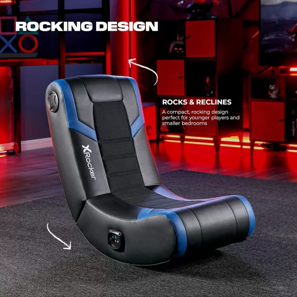 X Rocker Eclipse Video Gaming Floor Chair, Headrest Mounted Speakers, 2.0 Bluetooth, Wireless, 5111801, 31" x 28" x 17", Amazon Exclusive, Black and Red