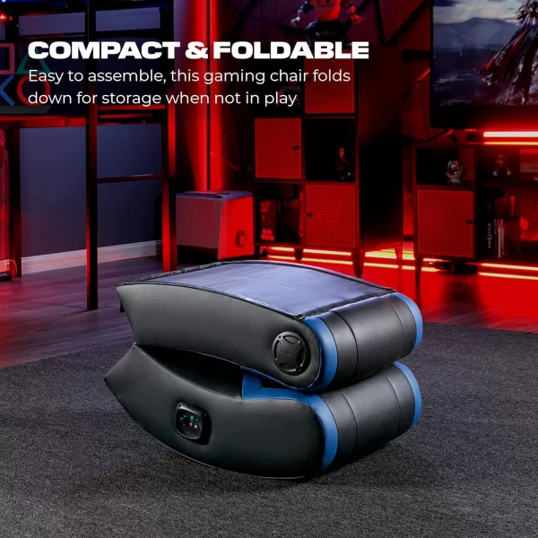 X Rocker Eclipse Video Gaming Floor Chair, Headrest Mounted Speakers, 2.0 Bluetooth, Wireless, 5111801, 31" x 28" x 17", Amazon Exclusive, Black and Red