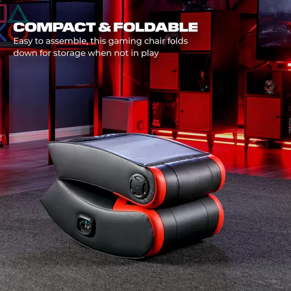 X Rocker Eclipse Video Gaming Floor Chair, Headrest Mounted Speakers, 2.0 Bluetooth, Wireless, 5111801, 31" x 28" x 17", Amazon Exclusive, Black and Red
