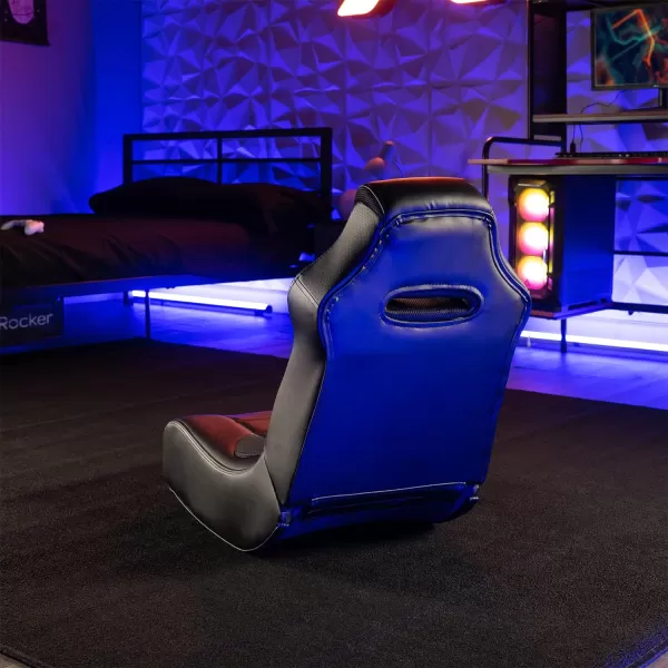 X Rocker Flash Audio Floor Gaming Chair, Wired with LED Lights, Neo Fiber, Foldable, 5113501, 30.5" x 17.5" x 26.6", Red, Black, and Gray