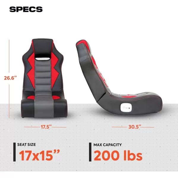 X Rocker Flash Audio Floor Gaming Chair, Wired with LED Lights, Neo Fiber, Foldable, 5113501, 30.5" x 17.5" x 26.6", Red, Black, and Gray