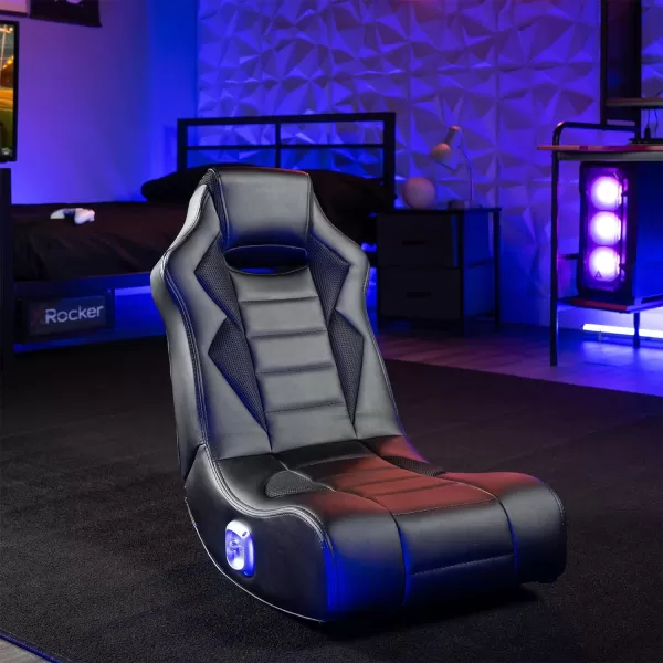 X Rocker Flash Audio Floor Gaming Chair, Wired with LED Lights, Neo Fiber, Foldable, 5113501, 30.5" x 17.5" x 26.6", Red, Black, and Gray