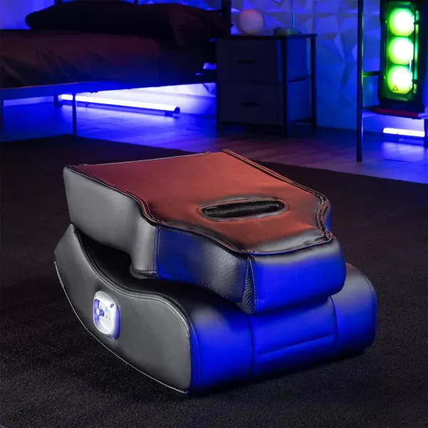 X Rocker Flash Audio Floor Gaming Chair, Wired with LED Lights, Neo Fiber, Foldable, 5113501, 30.5" x 17.5" x 26.6", Red, Black, and Gray