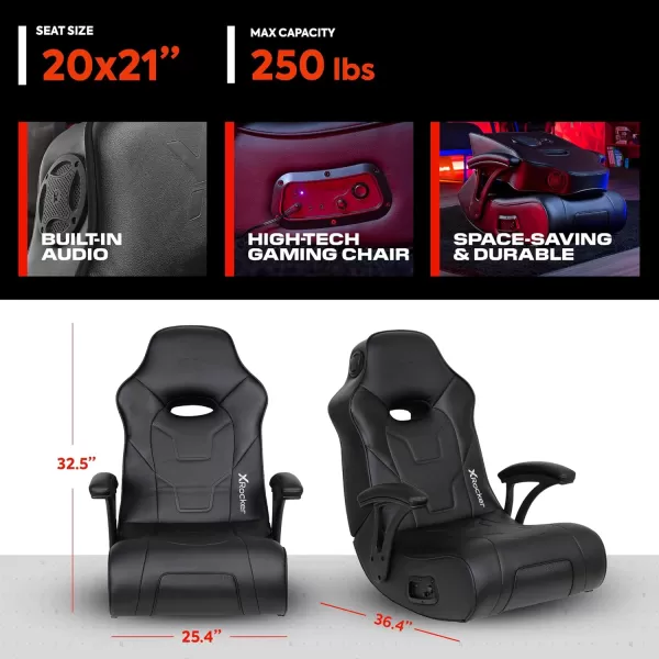 X Rocker G-Force Floor Gaming Chair, RGB Wired Audio with Subwoofer, Neo Motion, Foldable, Padded Armrest, 5113701, 36.42" x 25.4" x 32.5", Black