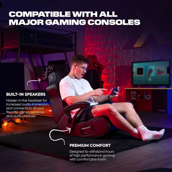 X Rocker G-Force Floor Gaming Chair, RGB Wired Audio with Subwoofer, Neo Motion, Foldable, Padded Armrest, 5113701, 36.42" x 25.4" x 32.5", Black