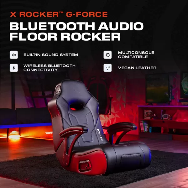 X Rocker G-Force Floor Gaming Chair, RGB Wired Audio with Subwoofer, Neo Motion, Foldable, Padded Armrest, 5113701, 36.42" x 25.4" x 32.5", Black