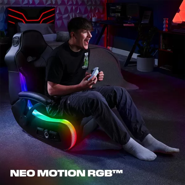 X Rocker G-Force Floor Gaming Chair, RGB Wired Audio with Subwoofer, Neo Motion, Foldable, Padded Armrest, 5113701, 36.42" x 25.4" x 32.5", Black