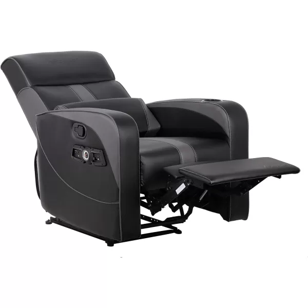X Rocker Gamma Recliner Gaming Chair, 2.1 Bluetooth Audio System, Headrest Mounted Speakers, Built-in Footrest and Cupholder, 718001, 34.84" x 39.37" x 30.31", Black