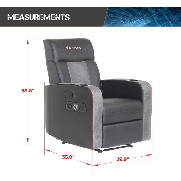 X Rocker Gamma Recliner Gaming Chair, 2.1 Bluetooth Audio System, Headrest Mounted Speakers, Built-in Footrest and Cupholder, 718001, 34.84" x 39.37" x 30.31", Black