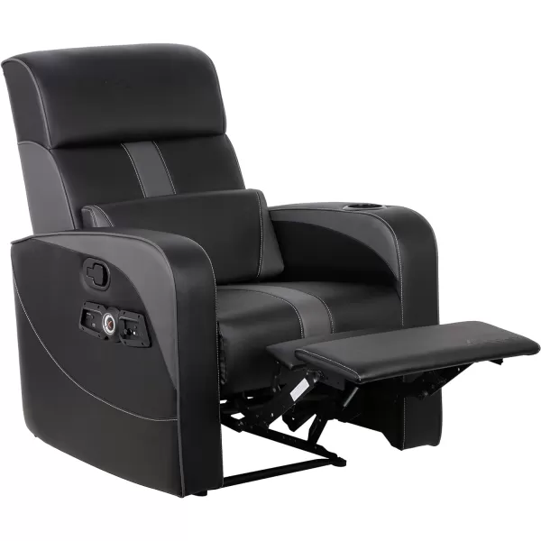 X Rocker Gamma Recliner Gaming Chair, 2.1 Bluetooth Audio System, Headrest Mounted Speakers, Built-in Footrest and Cupholder, 718001, 34.84" x 39.37" x 30.31", Black