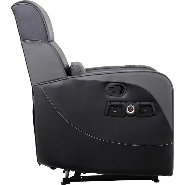 X Rocker Gamma Recliner Gaming Chair, 2.1 Bluetooth Audio System, Headrest Mounted Speakers, Built-in Footrest and Cupholder, 718001, 34.84" x 39.37" x 30.31", Black