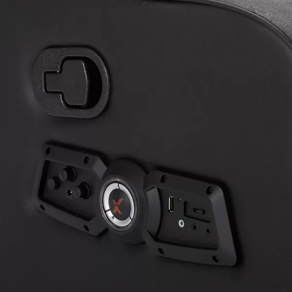 X Rocker Gamma Recliner Gaming Chair, 2.1 Bluetooth Audio System, Headrest Mounted Speakers, Built-in Footrest and Cupholder, 718001, 34.84" x 39.37" x 30.31", Black
