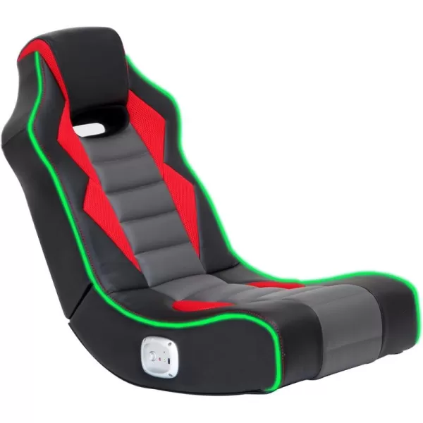X Rocker Flash Audio Floor Gaming Chair, Wired with LED Lights, Neo Fiber, Foldable, 5113501, 30.5" x 17.5" x 26.6", Red, Black, and Gray