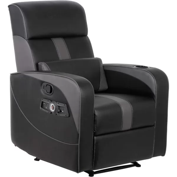 X Rocker Gamma Recliner Gaming Chair, 2.1 Bluetooth Audio System, Headrest Mounted Speakers, Built-in Footrest and Cupholder, 718001, 34.84" x 39.37" x 30.31", Black