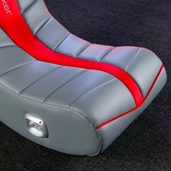X Rocker Extreme III 2.0 Gaming Chair, Audio System with 2 Built-In Speakers, Lumbar and Neck Support, 5149101, 26" x 17.5" x 17", Grey and Red