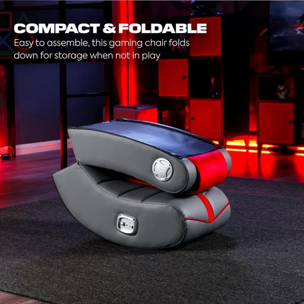 X Rocker Extreme III 2.0 Gaming Chair, Audio System with 2 Built-In Speakers, Lumbar and Neck Support, 5149101, 26" x 17.5" x 17", Grey and Red