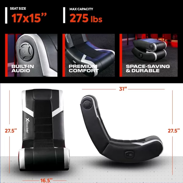 X Rocker Floor Rocking Gaming Chair, Headrest Mounted Speakers for Audio, Compatible with All Major Gaming Consoles