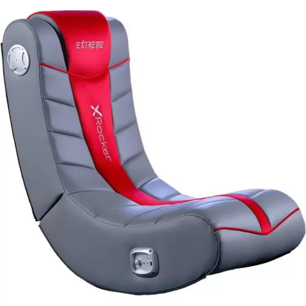X Rocker Extreme III 2.0 Gaming Chair, Audio System with 2 Built-In Speakers, Lumbar and Neck Support, 5149101, 26" x 17.5" x 17", Grey and Red